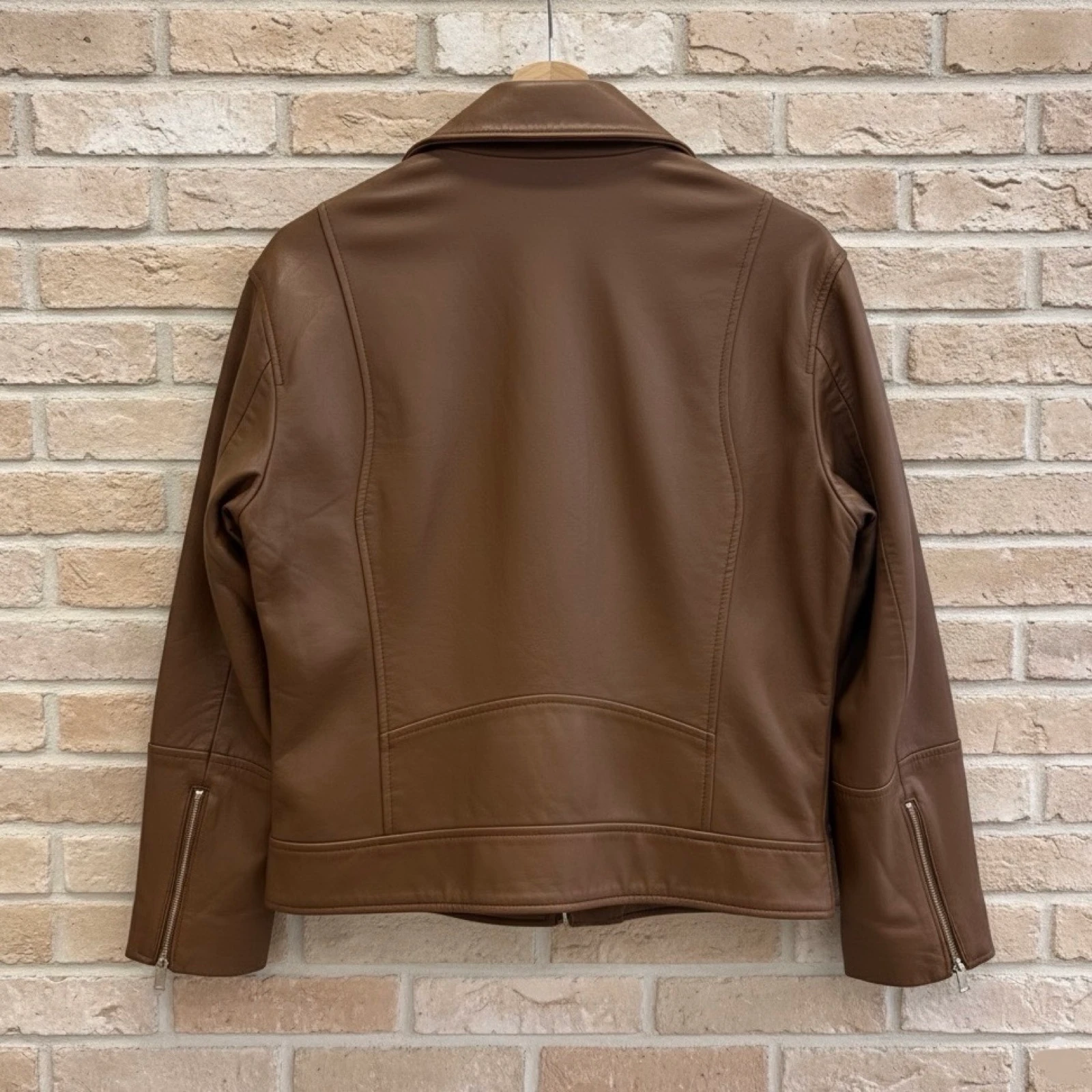 Maat M/L - Cortefiel Bikerjack van bruin leer – photo 4